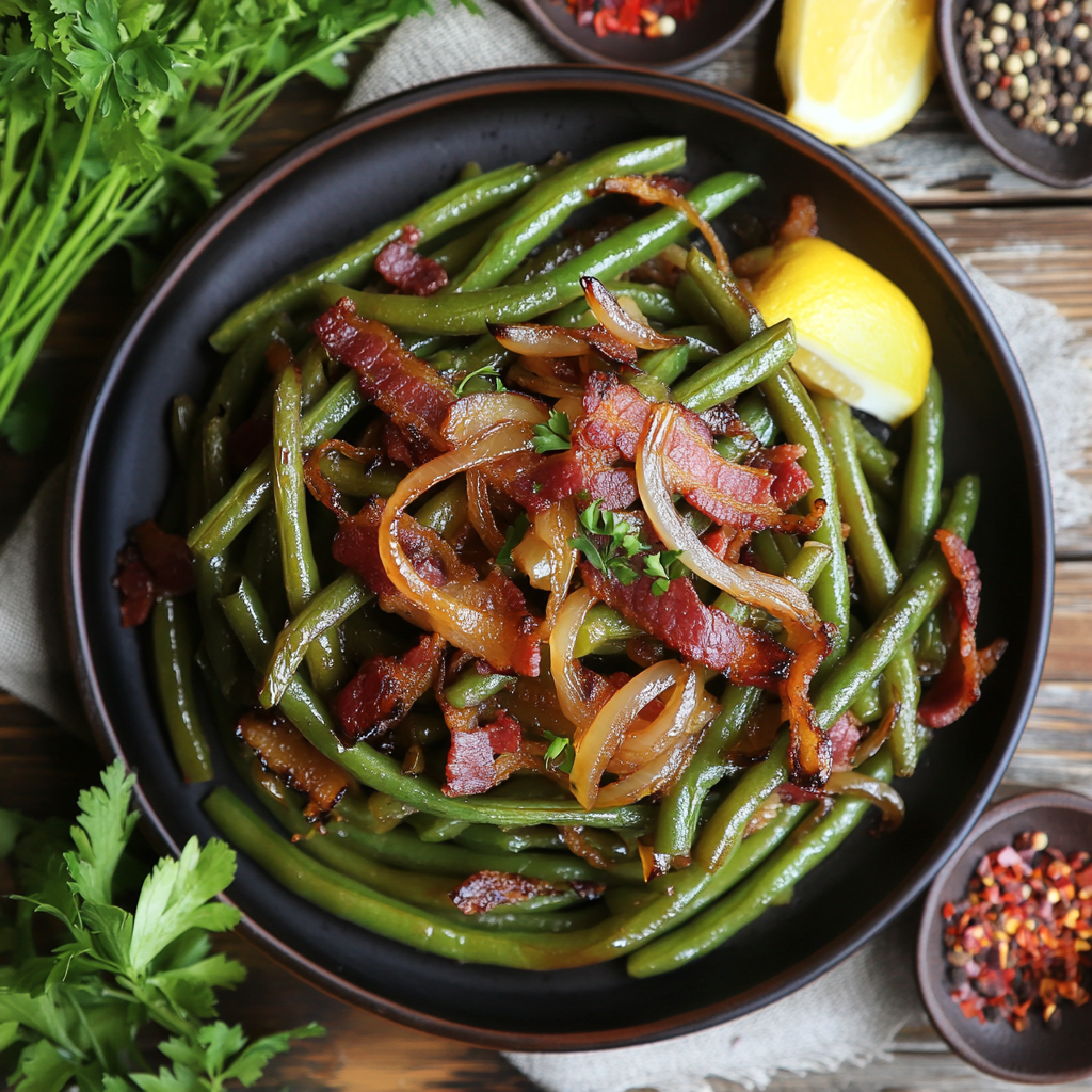 green bean and bacon